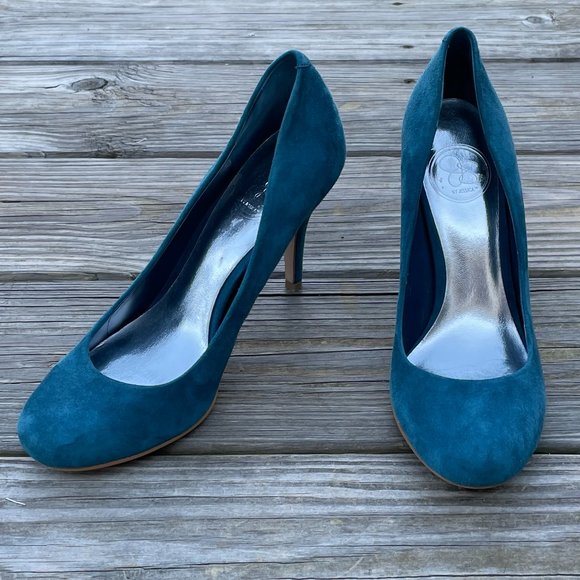Jessica Shoes - Jessica Sandra Blue Suede Stiletto Women Pumps Size 7B